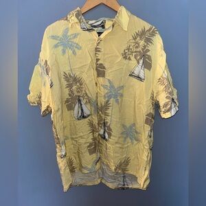 Yellow‎ floral and boats Hawaiian shirt